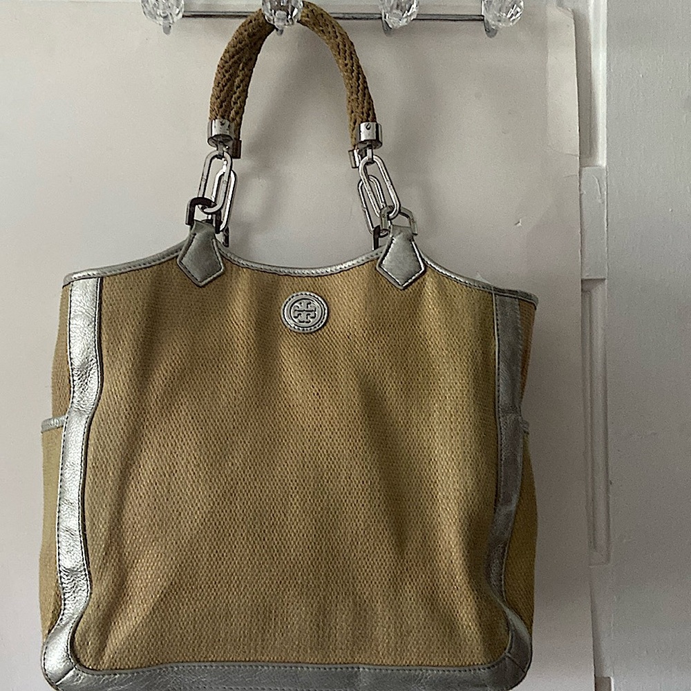 Tory Burch Raffia tan Channing tote